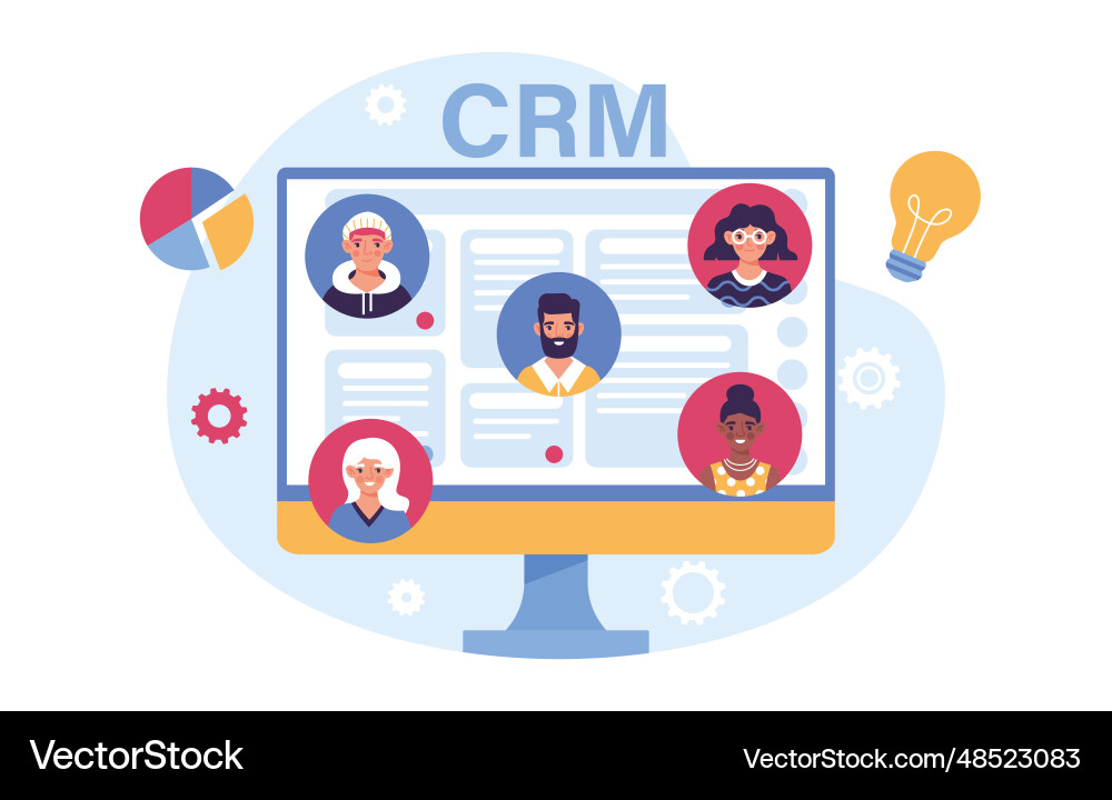 Crm at computer concept Crm at computer concept vector image