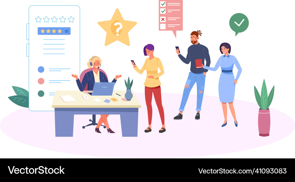 Customer Support Queue - Client Assistance vector image