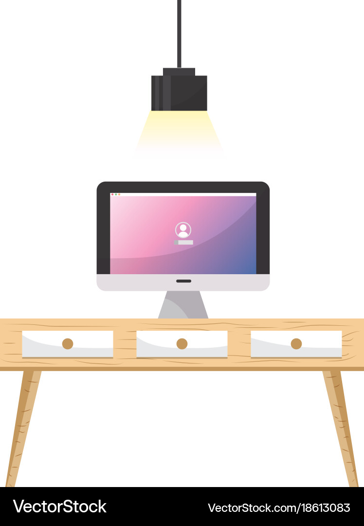 Desk and computer design Vector Image