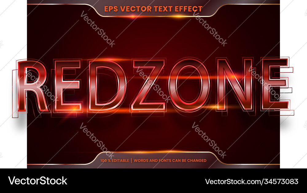Editable text effect - red zone style mockup Editable text effect - red zone style mockup vector image