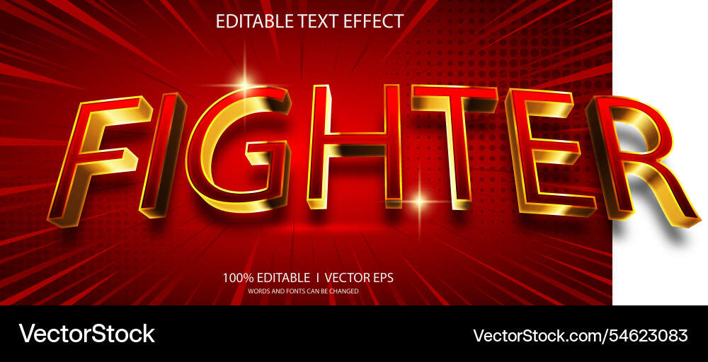 Fighter 3d text effect with modern style design Fighter 3d text effect with modern style design vector image