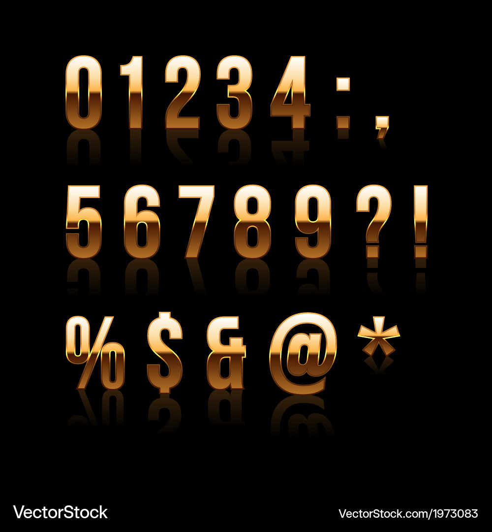 Gold font set 2 file contains graphic style vector image