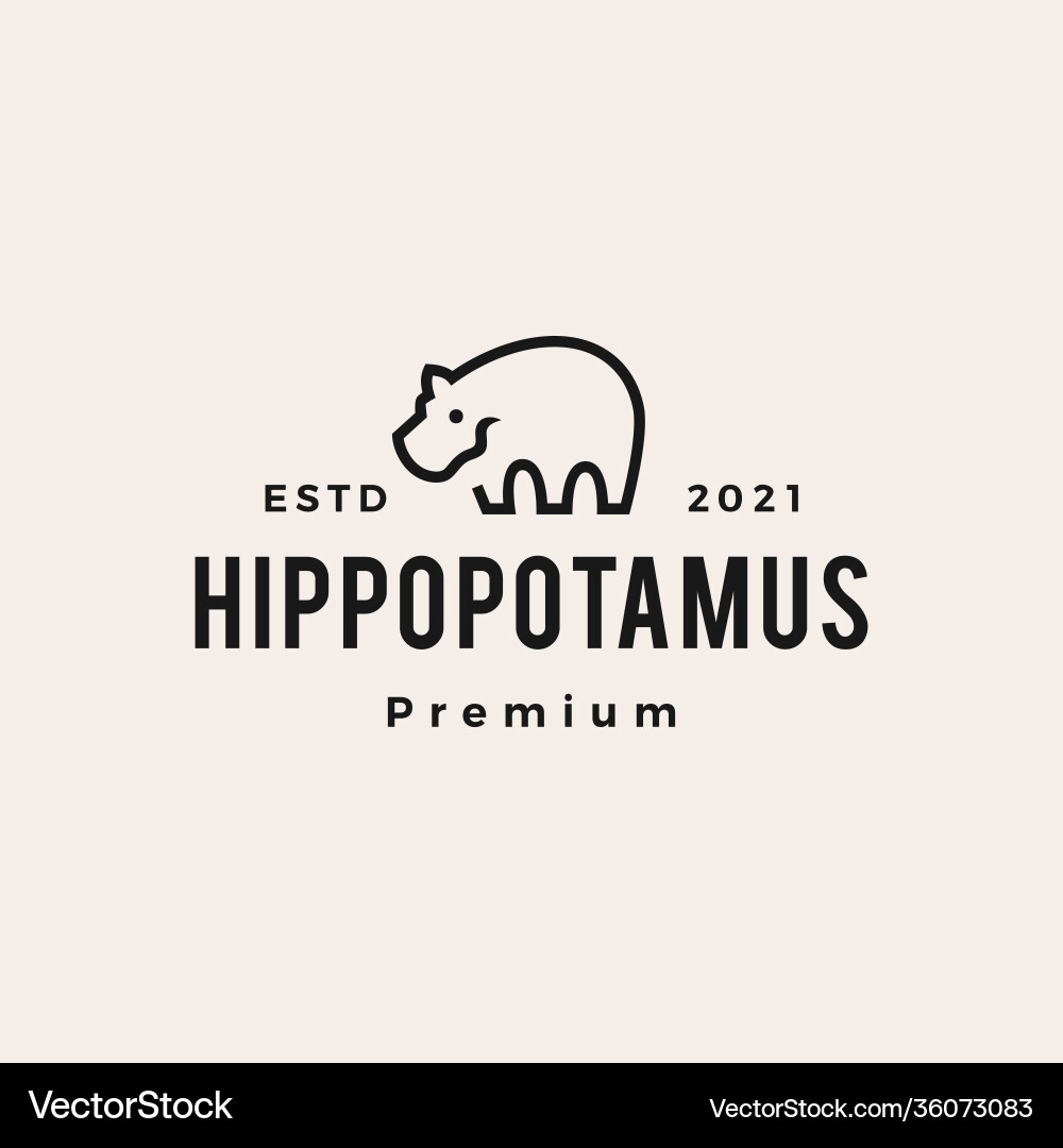 Hippopotamus Logo Icon - Cute Hippo Vector Image
