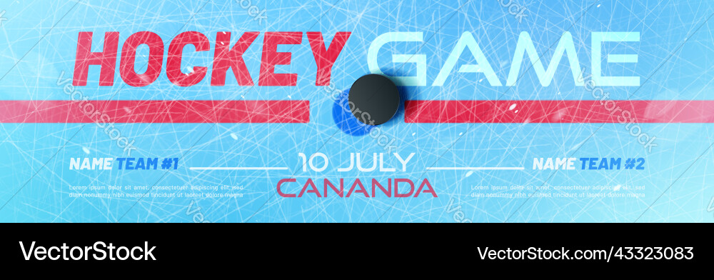 Hockey Spielbanner mit Puck auf Eisbahn Hockey Spielbanner mit Puck auf Eisbahn vektorbild