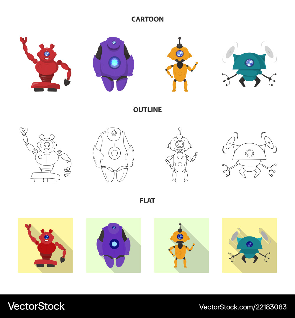 Isolated object of robot and factory sign set Isolated object of robot and factory sign set vector image