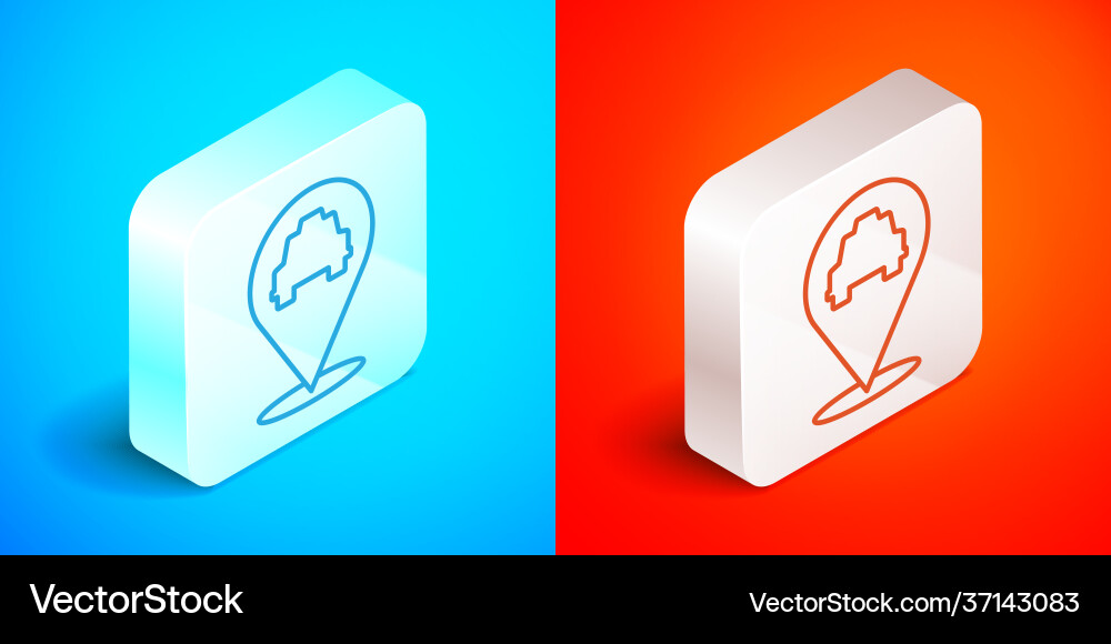 Isometric line map pointer with taxi icon isolated Isometric line map pointer with taxi icon isolated vector image