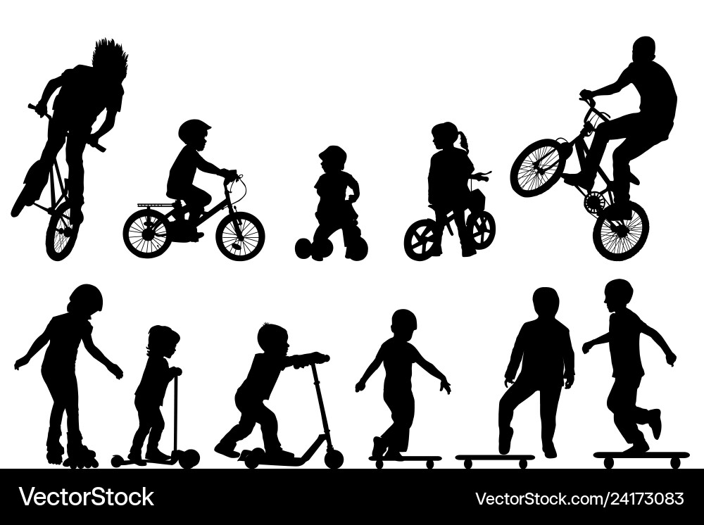Kids Playing Outdoors Vector Image