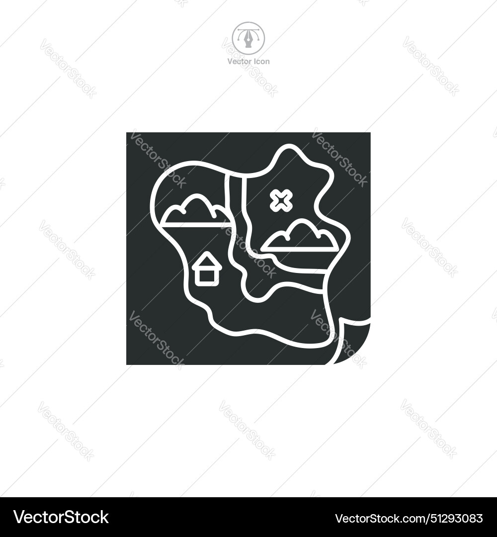 Quest map game treasure icon symbol isolated Quest map game treasure icon symbol isolated vector image