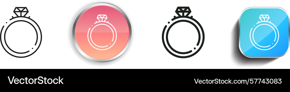 Ring icon thin linear regular and button style Ring icon thin linear regular and button style vector image