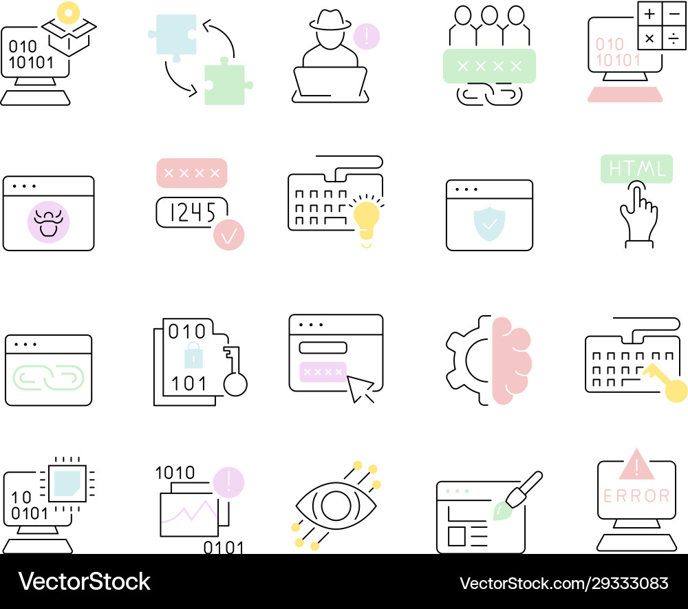 Set line icons programming Set line icons programming vector image
