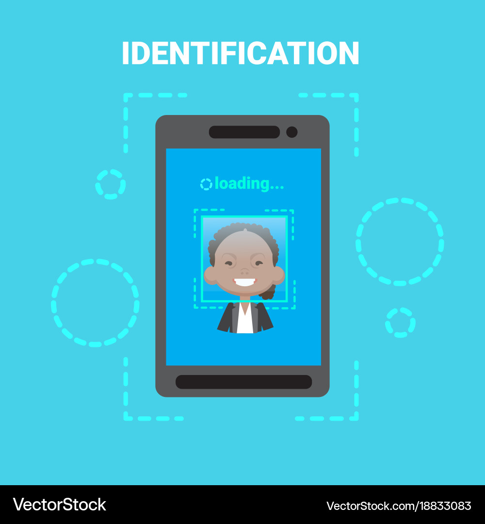 Smart phone loading face identification system Vector Image