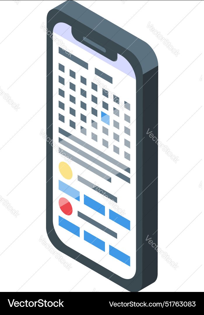 Smartphone displaying a project management app Smartphone displaying a project management app vector image