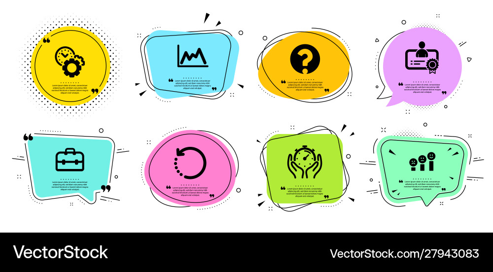 Timer recovery data and question mark icons set Timer recovery data and question mark icons set vector image