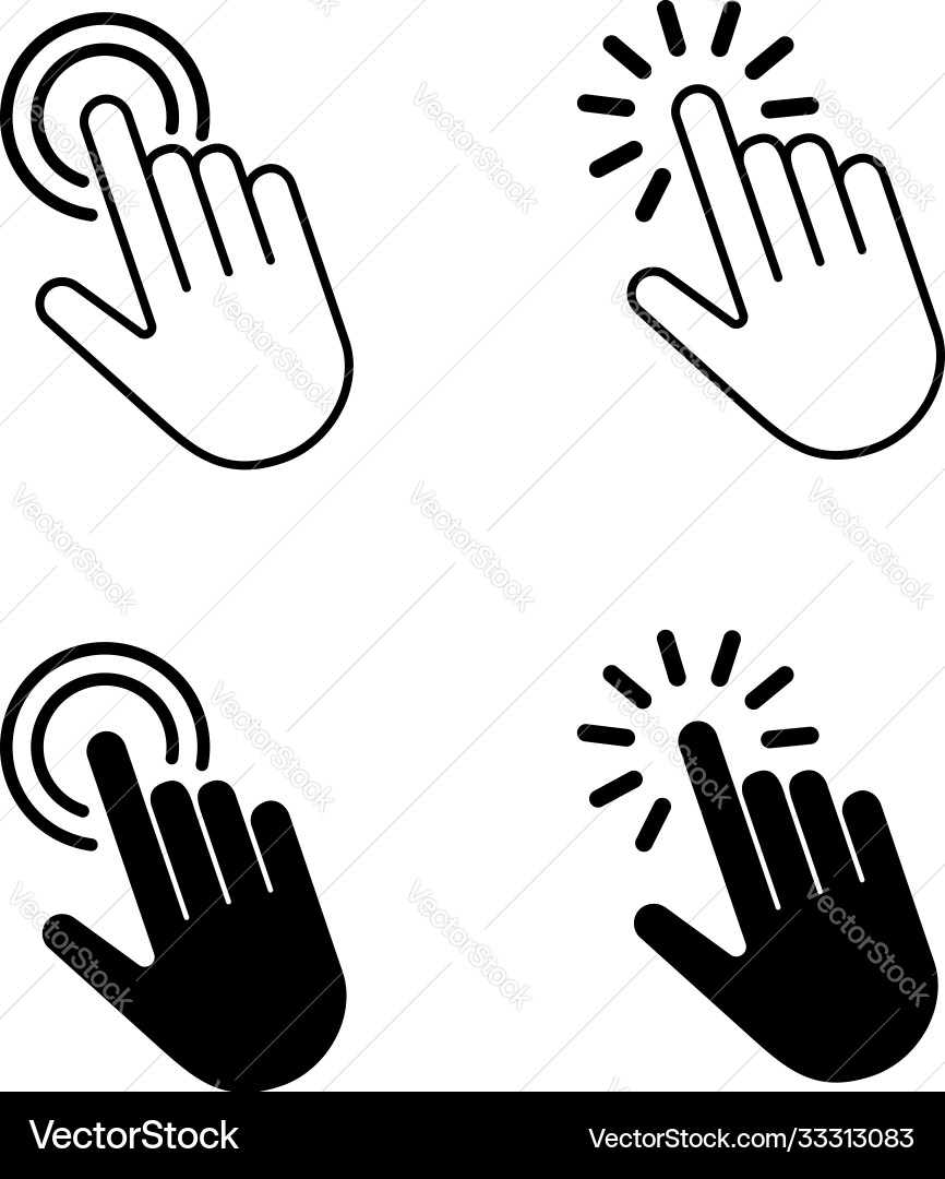 Touch cursor icons set isolated design elements Vector Image