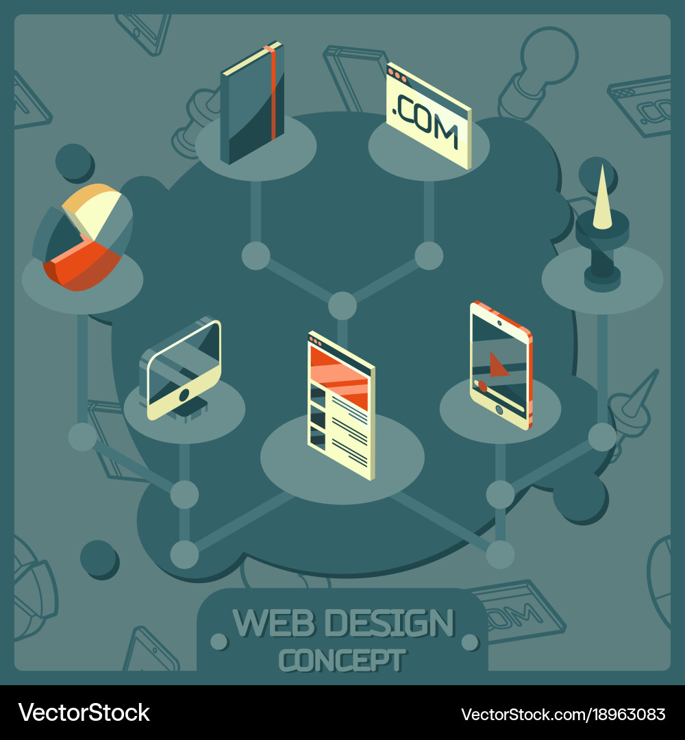 Web design color isometric concept icons Vector Image
