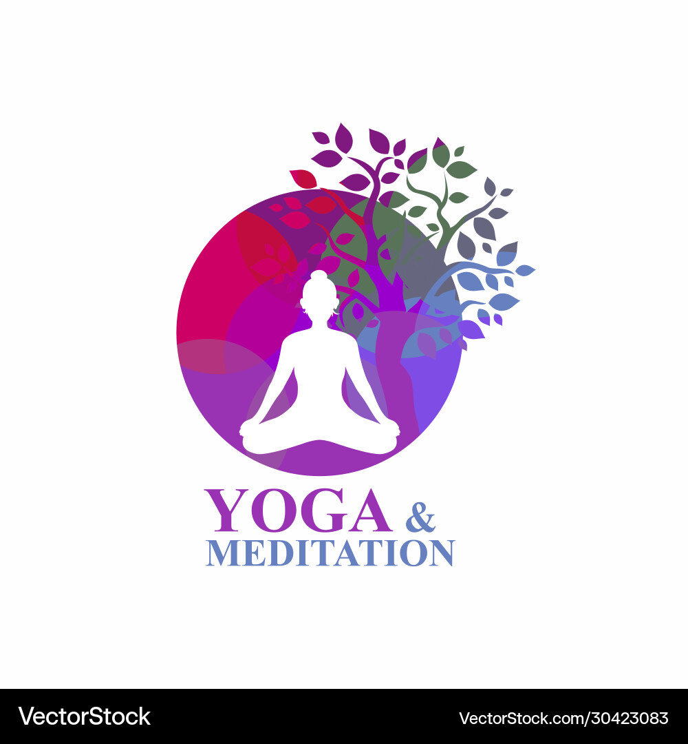 Yoga meditation tree moon creative colorful logo – Royalty-Free Vector |  VectorStock, image size:1000x1080
