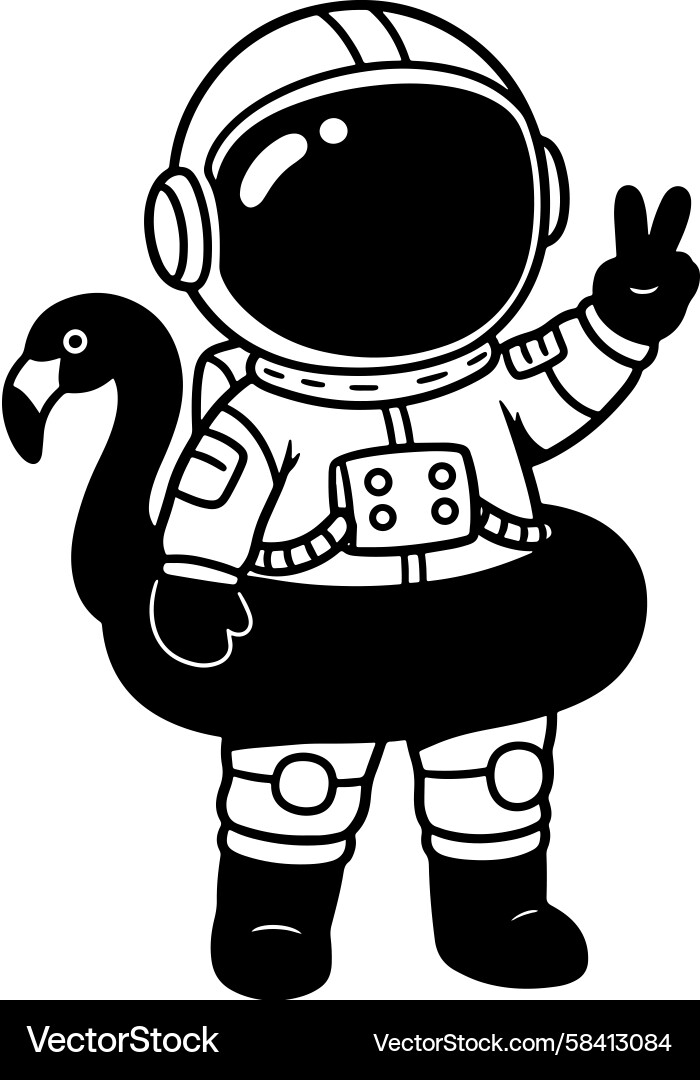 Astronaut with Flamingo Float Vector Image