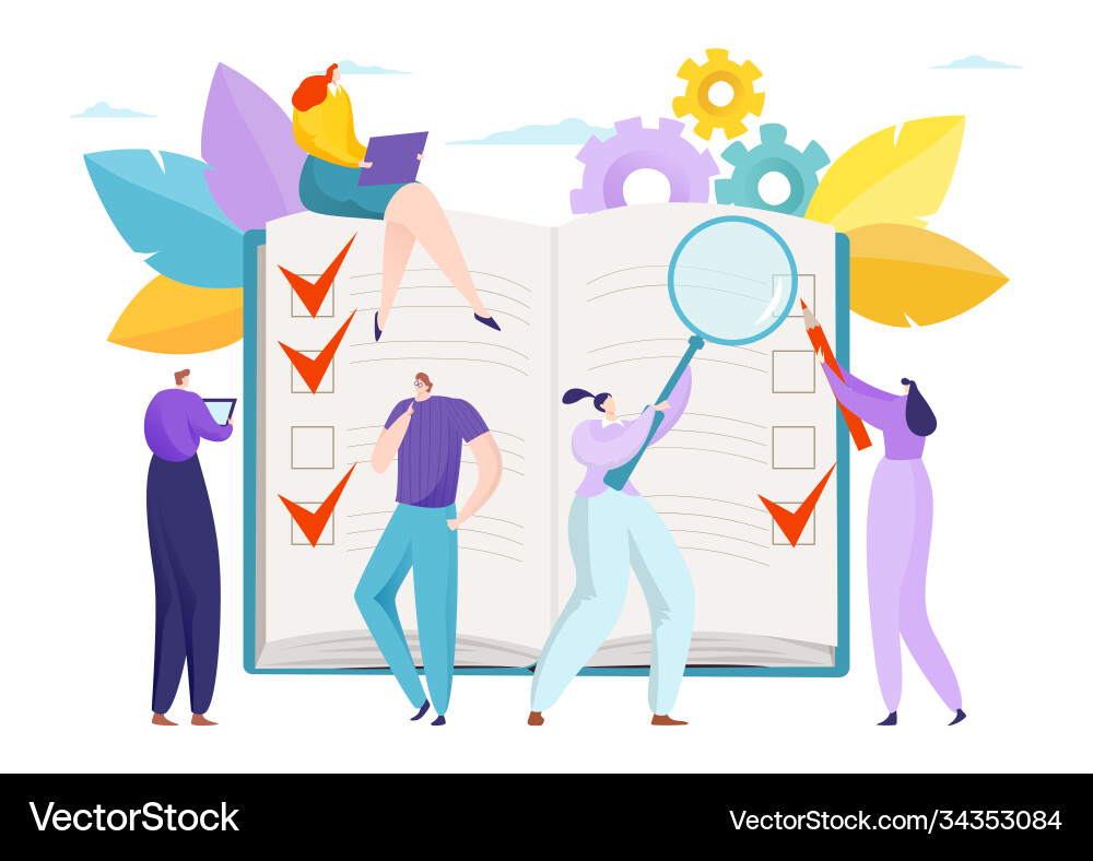 Character complete daily checklist in notebook Character complete daily checklist in notebook vector image