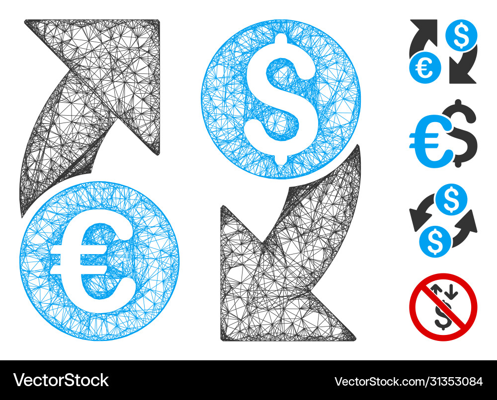 Currency change web mesh Currency change web mesh vector image