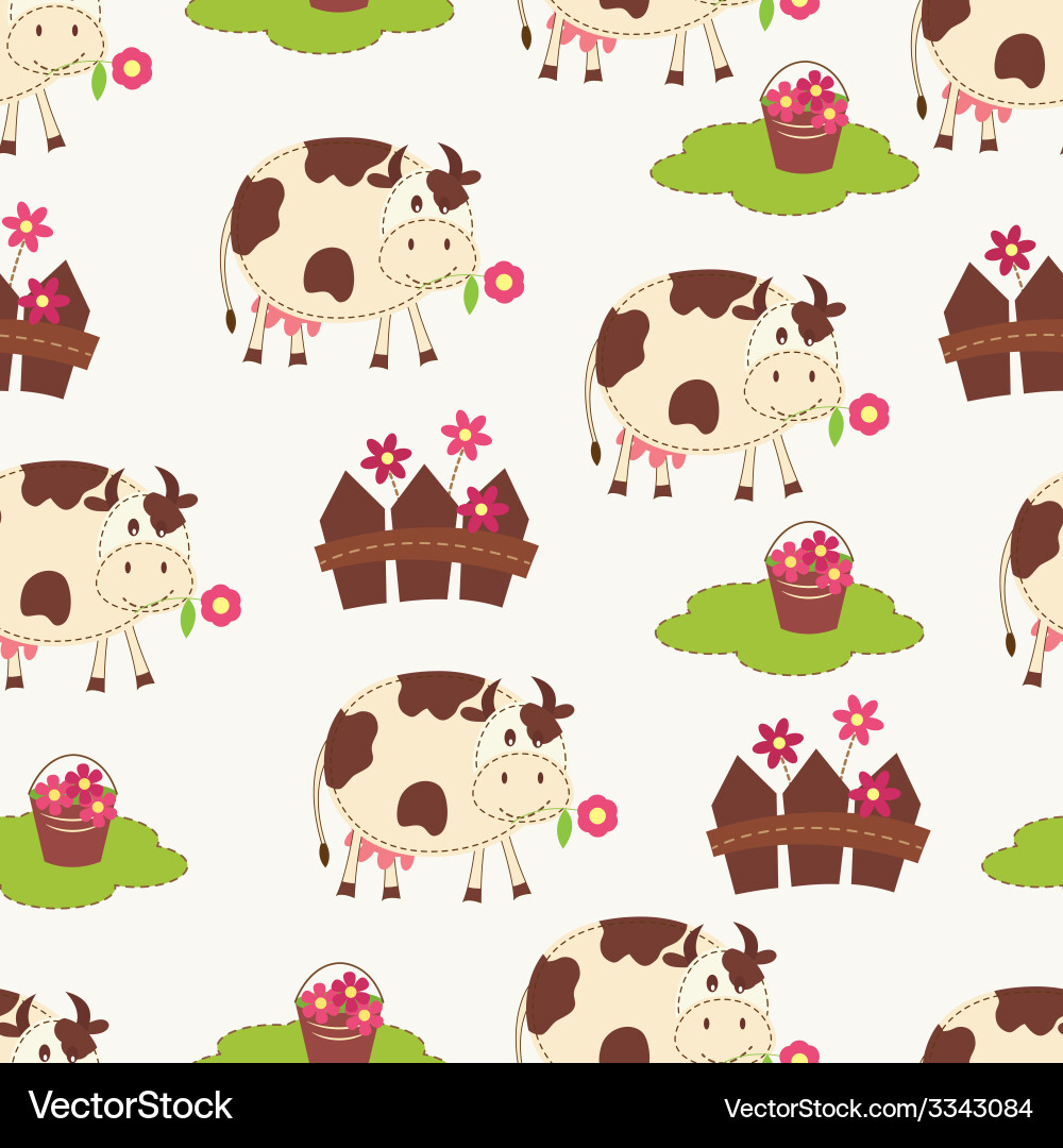 Cute Cartoon Cow Pattern vector image