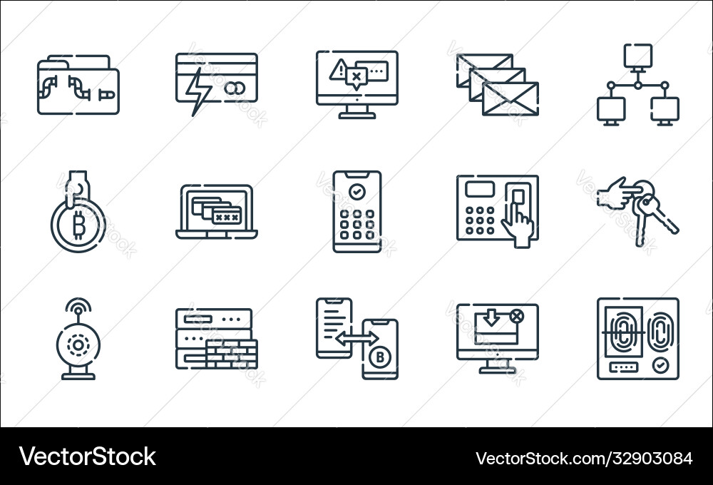 Hacker line icons linear set quality Hacker line icons linear set quality vector image