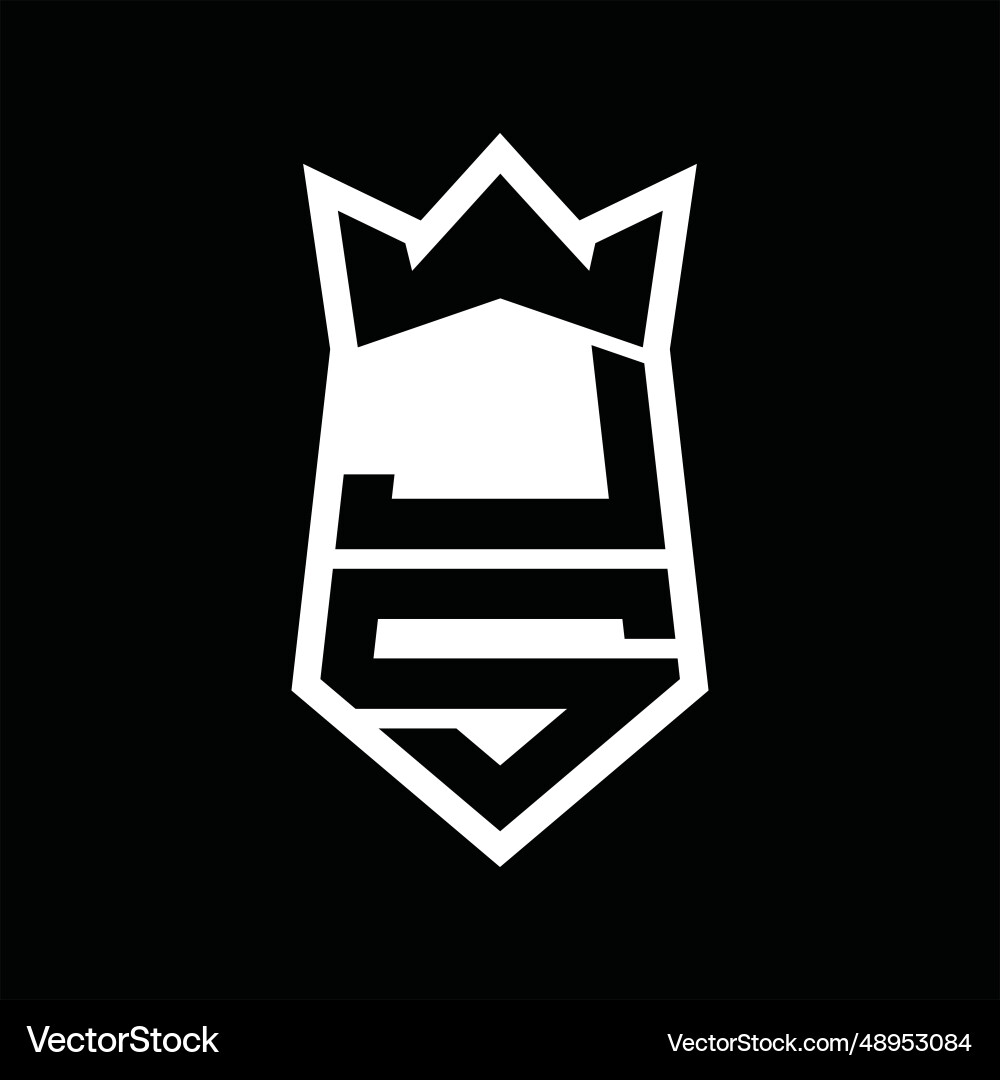 Js letter logo monogram hexagon shield shape up Js letter logo monogram hexagon shield shape up vector image