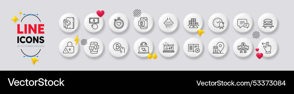 Lock inventory and pin marker line icons for web Lock inventory and pin marker line icons for web vector image