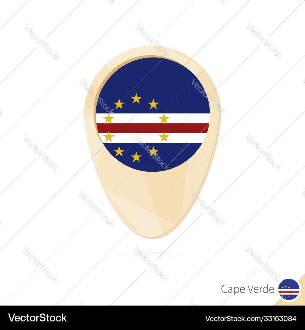 Map pointer with flag cape verde orange vector image