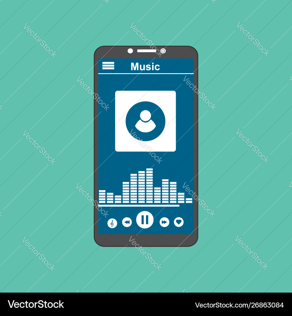 Media player application app template with flat Vector Image
