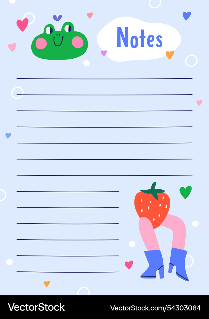 Notebook page design in funny doodle style Notebook page design in funny doodle style vector image