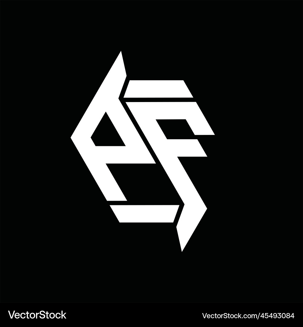 Pf logo monogram hexagon abstract shape images vector image