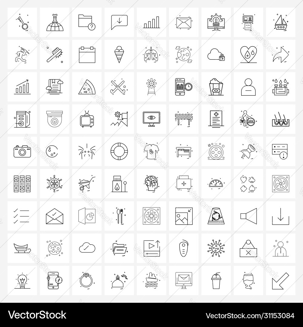 Set 81 modern line icons signals graph Vector Image