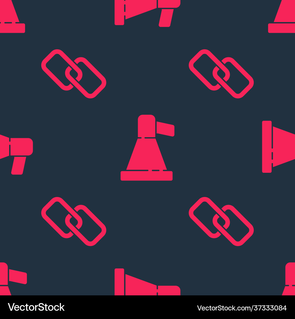Set chain link and megaphone on seamless pattern Set chain link and megaphone on seamless pattern vector image