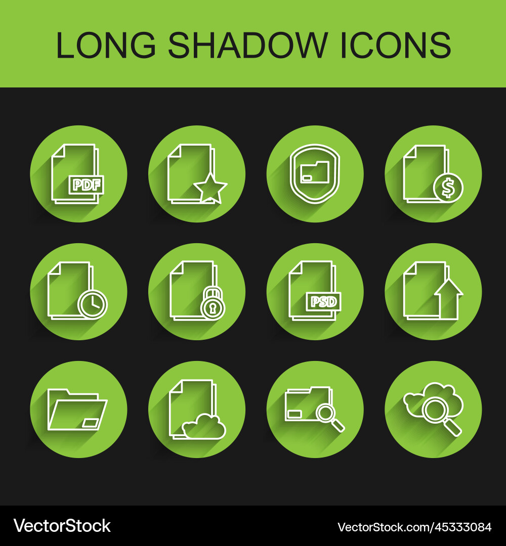 Set line document folder cloud storage text Set line document folder cloud storage text Vector Image