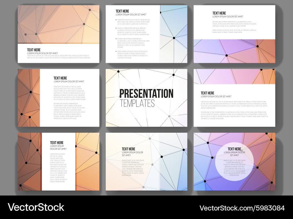 Set of 9 templates for presentation slides Vector Image
