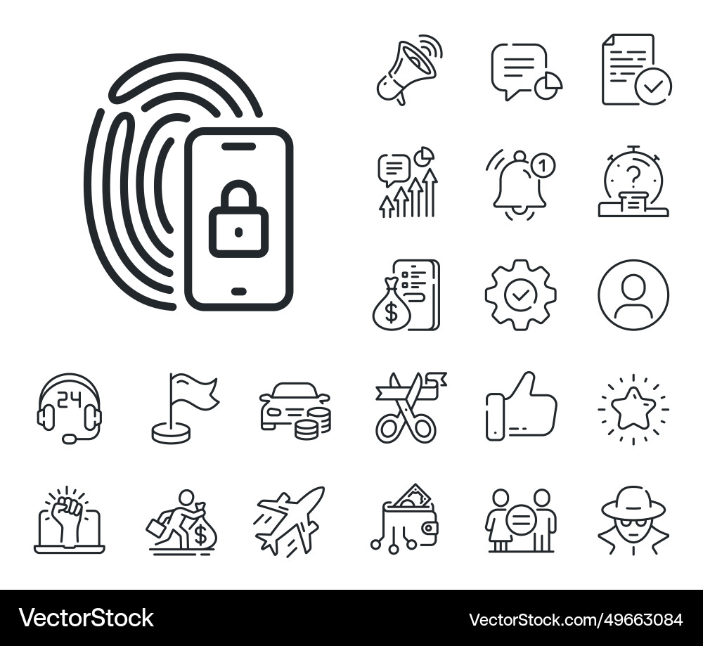 Sperre Linie Icon Fingerabdruck-Zugriff Zeichen Gehaltsmann Sperre Linie Icon Fingerabdruck-Zugriff Zeichen Gehaltsmann vektorbild