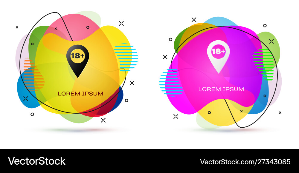 Color map pointer with 18 plus icon isolated Color map pointer with 18 plus icon isolated vector image