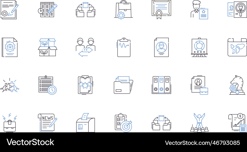 Digital archiving line icons collection Digital archiving line icons collection Vector Image
