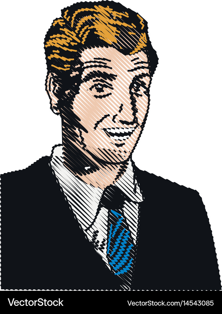 Drawing face man smiling expression pop art Vector Image