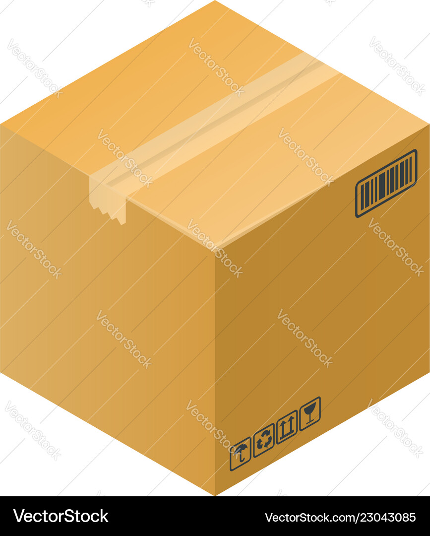 Fragile box icon isometric style Vector Image