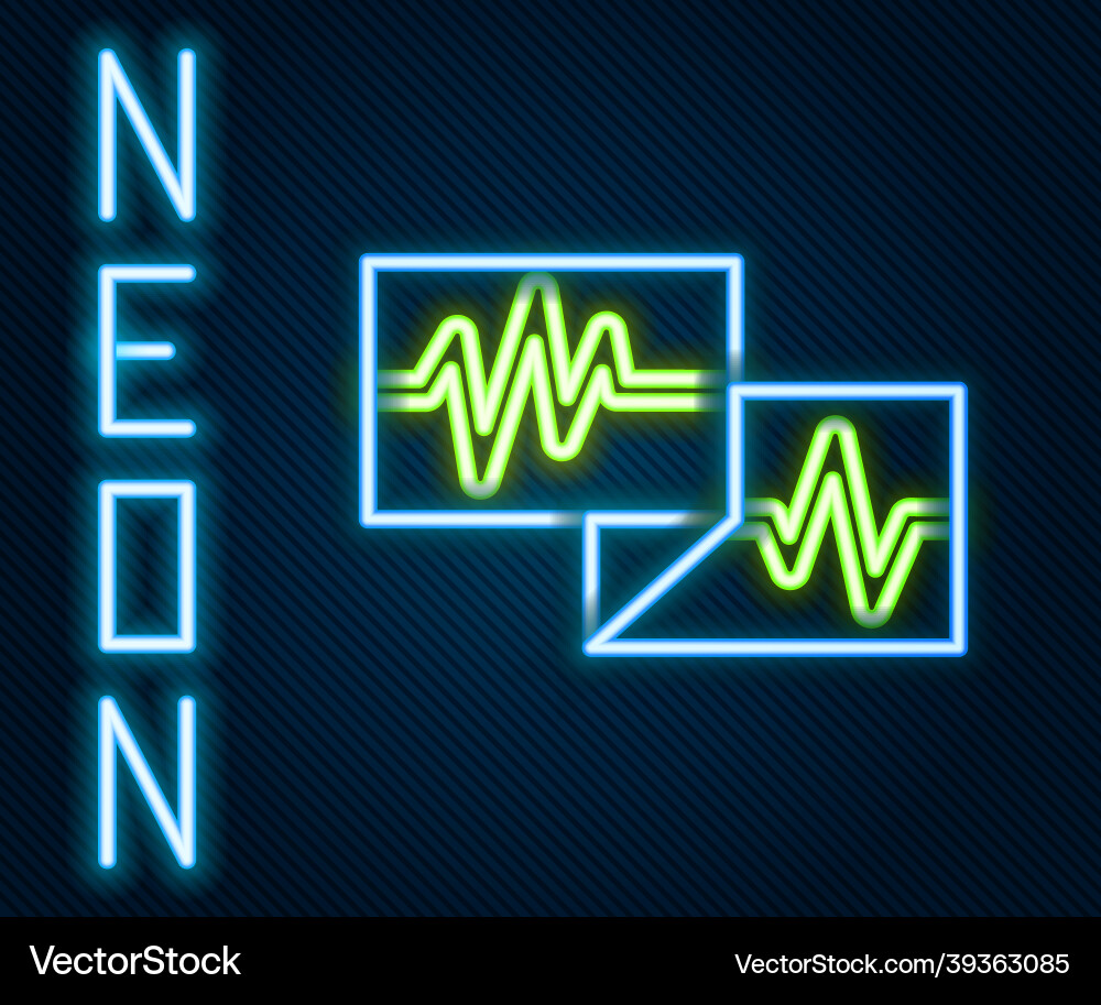 Glowing neon line computer monitor with cardiogram Glowing neon line computer monitor with cardiogram vector image