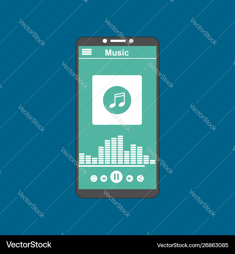 Media player application app template with flat Media player application app template with flat vector image