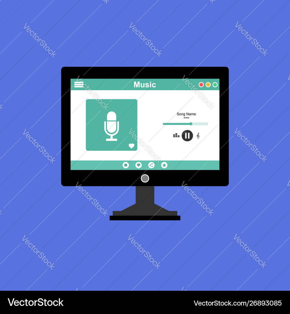 Media player application app template with flat Media player application app template with flat vector image