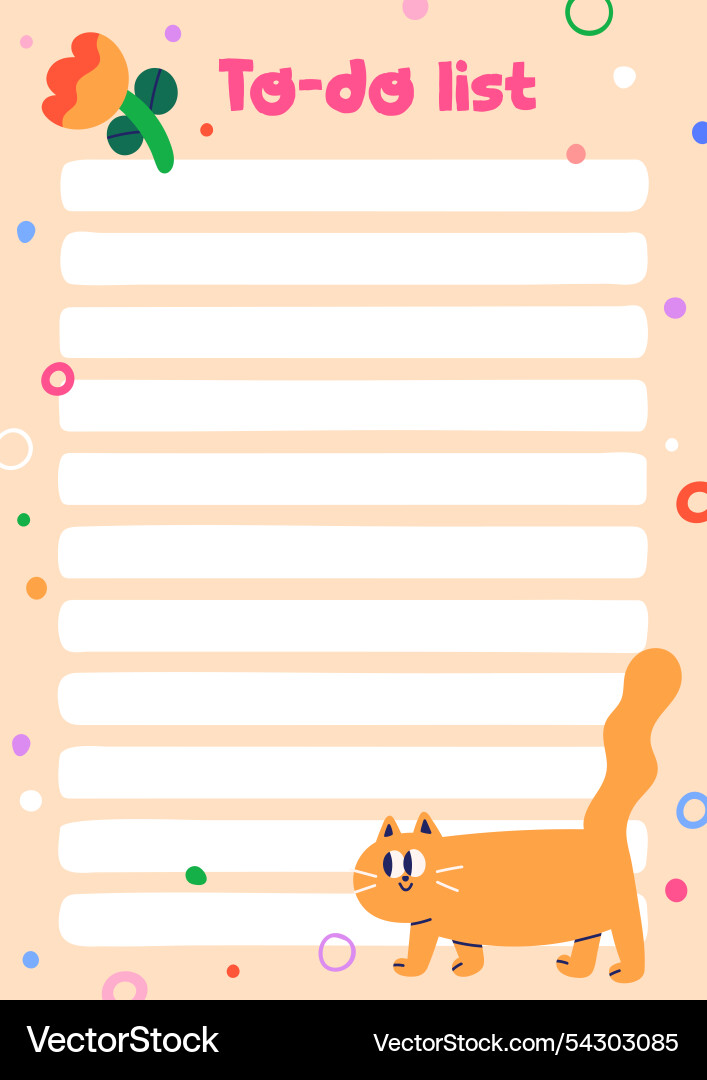Notebook page design funny to-do list template Notebook page design funny to-do list template vector image