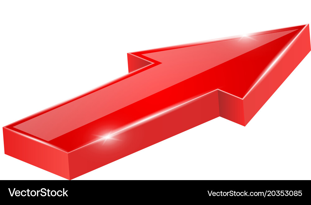 Red arrow web 3d shiny icon Vector Image