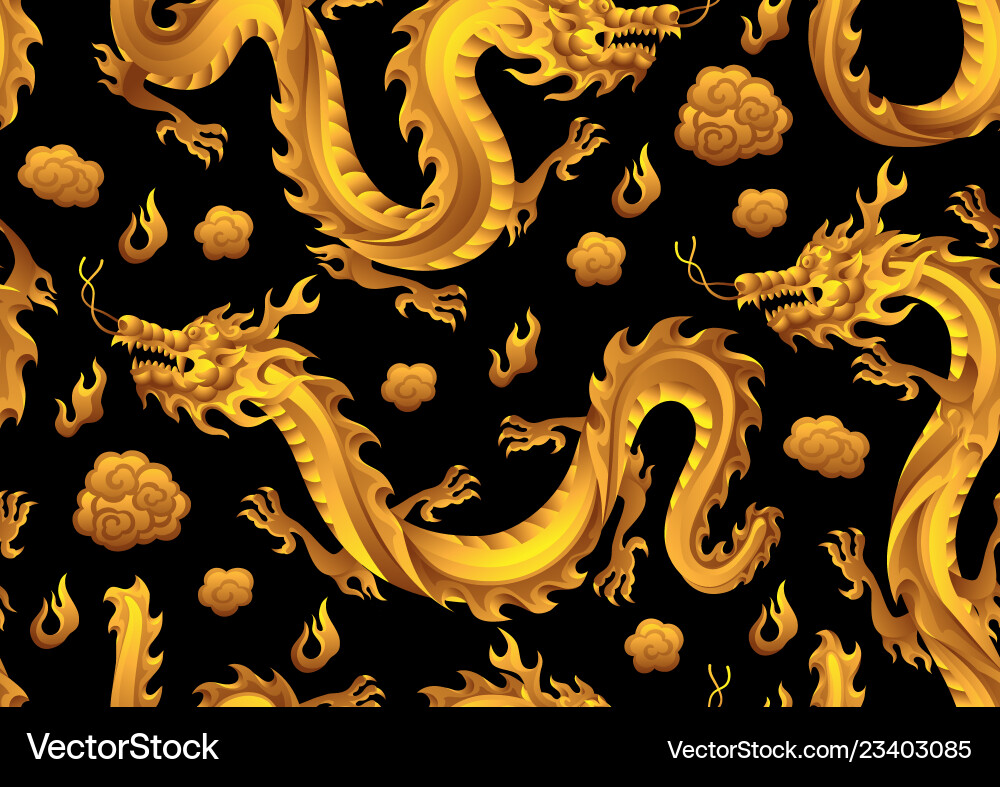 Seamless pattern with chinese dragons Royalty Free Vector