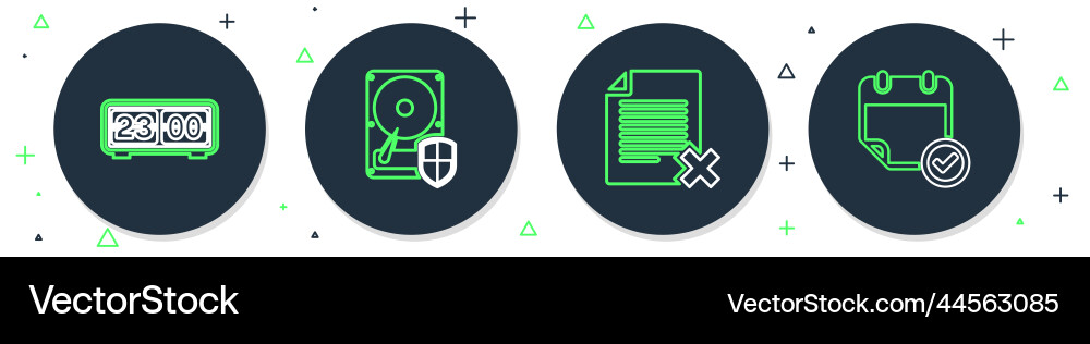 Set line hard disk drive hdd protection delete Vector Image
