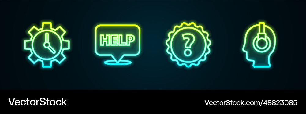 Set line time management speech bubble with text vector image