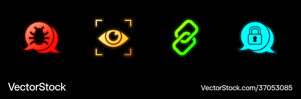 Set system bug eye scan chain link and cyber vector image