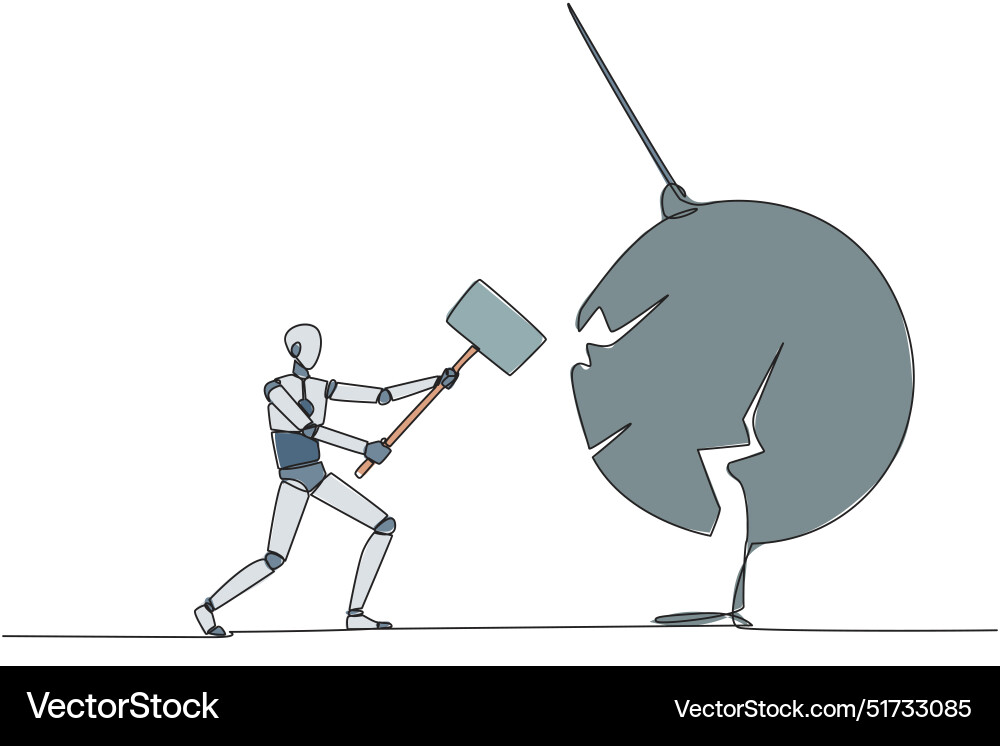 Single one line drawing smart robotic preparing Vector Image